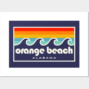 Orange Beach Alabama Retro Vintage Style Waves Posters and Art